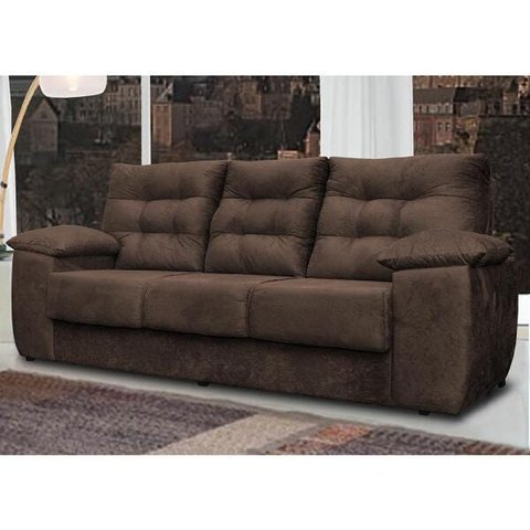 Sofá Luxemburgo 3 Lugares 2.02M Tecido Suede Café