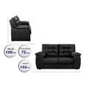 Ver imagem 2 de Sofá Luxemburgo 2 Lugares 1.52m Tecido Courino Preto