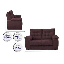 Sofá Luxemburgo 2 Lugares 1.52M Tecido Suede Vinho - 2