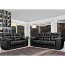 Ver imagem 1 de Conjunto Sofá Luxemburgo 3 e 2 Lugares 1.52m e 2.02m Courino Preto