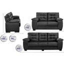 Ver imagem 2 de Conjunto Sofá Luxemburgo 3 e 2 Lugares 1.52m e 2.02m Courino Preto