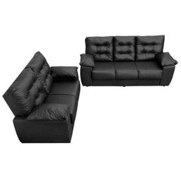 Conjunto Sofá Luxemburgo 3 e 2 Lugares 1.52M e 2.02M Courino Preto - 5
