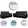 Conjunto Sofá Luxemburgo 3 e 2 Lugares 1.52m e 2.02m Courino Preto - 3