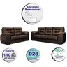 Conjunto Sofá Luxemburgo 3 e 2 Lugares 1.52m e 2.02m Courino Marrom - 4