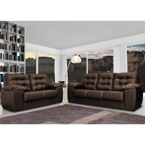 Conjunto Sofá Luxemburgo 3 e 2 Lugares 1.52M e 2.02M Courino Marrom