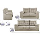 Ver imagem 2 de Conjunto Sofá Luxemburgo 3 e 2 Lugares 1.52M e 2.02M Suede Bege