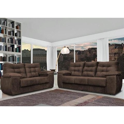 Conjunto Sofá Luxemburgo 3 e 2 Lugares 1.52M e 2.02M Suede Café