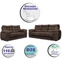 Ver imagem 3 de Conjunto Sofá Luxemburgo 3 e 2 Lugares 1.52M e 2.02M Suede Café