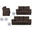 Ver imagem 2 de Conjunto Sofá Luxemburgo 3 e 2 Lugares 1.52M e 2.02M Suede Café