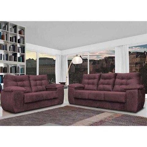 Conjunto Sofá Luxemburgo 3 e 2 Lugares 1.52M e 2.02M Suede Vinho