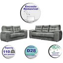 Ver imagem 4 de Conjunto Sofá Luxemburgo 3 e 2 Lugares 1.52M e 2.02M Suede Cinza