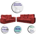 Ver imagem 3 de Conjunto Sofá Luxemburgo 3 e 2 Lugares 1.52M e 2.02M Suede Vermelho