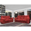 Ver imagem 1 de Conjunto Sofá Luxemburgo 3 e 2 Lugares 1.52M e 2.02M Suede Vermelho