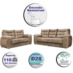 Conjunto Sofá Luxemburgo 3 e 2 Lugares 1.52M e 2.02M Suede Castor - 5