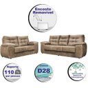 Ver imagem 5 de Conjunto Sofá Luxemburgo 3 e 2 Lugares 1.52M e 2.02M Suede Castor