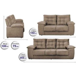 Conjunto Sofá Luxemburgo 3 e 2 Lugares 1.52M e 2.02M Suede Castor - 2