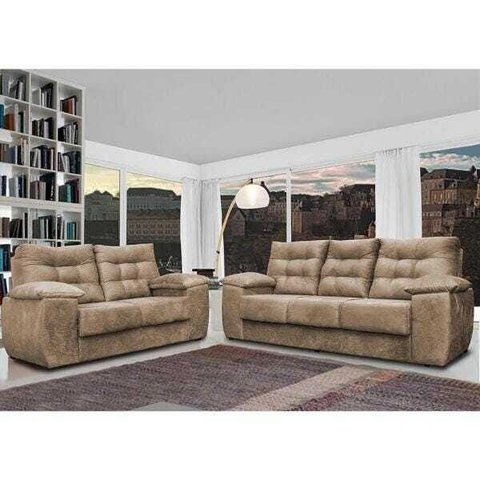 Conjunto Sofá Luxemburgo 3 e 2 Lugares 1.52M e 2.02M Suede Castor