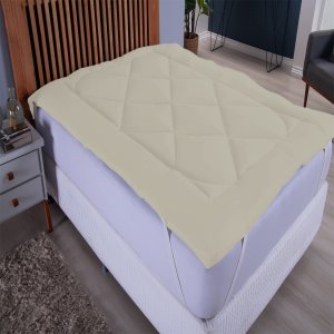 Pillow Top Extra Macio para Colchão King Size de 1,93 X 2,03 até 0,50cm de Altura. Cor Palha