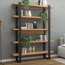 Ver imagem 1 de Estante para Livros 100% Mdf Industrial Concept 5 Prateleiras Freijó/preto - Panorama Móveis