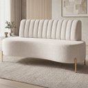 Ver imagem 1 de Sofá 2 Lugares 160cm Pés Aço Dourado Tamar Boucle Bege Z08 - Mpozenato