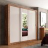 Guarda-Roupa Casal 3 Portas 3 Gavetas Espelho Off-White Carraro - 1
