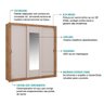 Guarda-Roupa Casal 3 Portas 3 Gavetas Espelho Off-White Carraro - 3