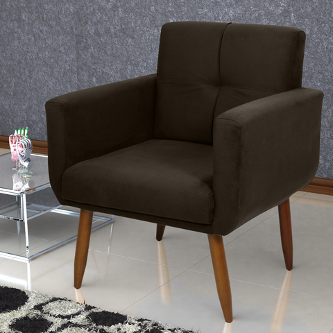 Poltrona Savana para Sala Suede Marrom