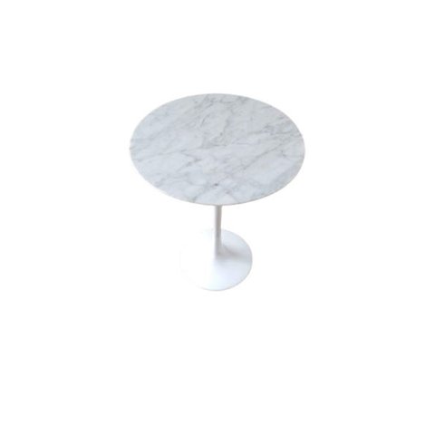Mesa Saarinen Lateral de 41 cm diâmetro, tampo em Mármore Carrara