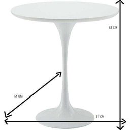 Mesa Saarinen Lateral de 51ø Tampo em Laca Branco - 4