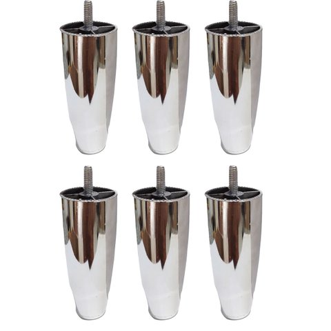 Kit para Cama Box com 6 Pés Cônico Metalizado Altura 12cm