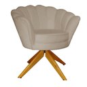 Ver imagem 2 de Combo 2 Poltronas Decorativa Com Base Giratória de Madeira Pétala Suede Cappuccino - LM DECOR