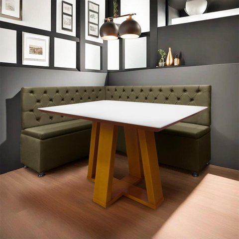 Canto Alemão 4 Lugares para Lanchonete 1,25x1,60m Capitonê Marrom Sofa Store
