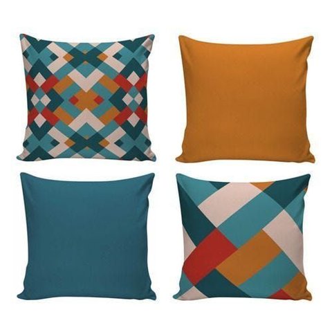 Kit com 4 Capas para Almofadas Decorativas de Sofá Coloridas