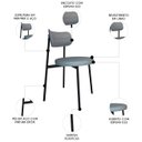 Ver imagem 3 de Cadeira de Jantar Estofada Kit 2 Nyka M25 Linho Cinza Cl - Mpozenato