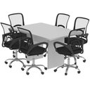 Ver imagem 4 de Mesa de Reunião Retangular para Escritório 6 Lugares Moderno sem Gavetas MDP 136cm Branco