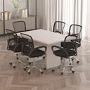 Ver imagem 2 de Mesa de Reunião Retangular para Escritório 6 Lugares Moderno sem Gavetas MDP 136cm Branco