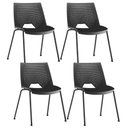 Ver imagem 1 de Kit 04 Cadeiras Empilhável Fixa Liked F02 Base Aço Preto - Lyam Decor