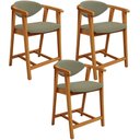 Ver imagem 1 de Kit 03 Banquetas Baixa para Cozinha Sala Jantar Bancada Cecília L02 Bouclê Oliva - Lyam Decor