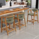 Ver imagem 2 de Kit 03 Banquetas Baixa para Cozinha Sala Jantar Bancada Cecília L02 Bouclê Oliva - Lyam Decor