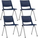 Ver imagem 1 de Kit 04 Cadeiras Empilhável Fixa Lift F02 Base Aço Cinza Azul - Lyam Decor