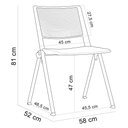 Ver imagem 3 de Kit 04 Cadeiras Empilhável Fixa Lift F02 Base Aço Cinza Azul - Lyam Decor