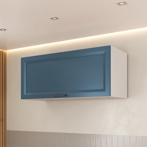 Armario Aéreo Porta Basculante 80cm Soho CabeCasa MadeiraOriginals Branco/Azul
