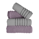 Ver imagem 1 de Jogo com 4 Toalhas Wave Premium 450g/m² Algodão Banhão e Rosto Rose e Cinza