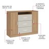 Cômoda 3 Gavetas 2 Portas Mdp 122x94x43cm 1023 - 3