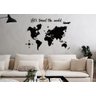 Mapa Mundi + Let'S Travel The World 120x85cm Lettering em Madeira MDF Parede - 1