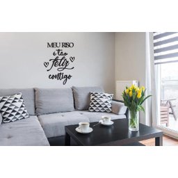 Meu riso é tão feliz contigo 50x37cm LETTERING em Madeira MDF Aplique de Parede - 3