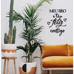 Meu riso é tão feliz contigo 50x37cm LETTERING em Madeira MDF Aplique de Parede - 4