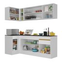 Ver imagem 4 de Armário de Cozinha Compacta de Canto com Rodapé Veneza Multimóveis V2093 Branco/Dourado