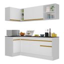 Ver imagem 1 de Armário de Cozinha Compacta de Canto com Rodapé Veneza Multimóveis V2093 Branco/Dourado