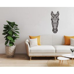 Cavalo Geométrico Poligonal 60x22cm em Madeira MDF Aplique de Parede - 4